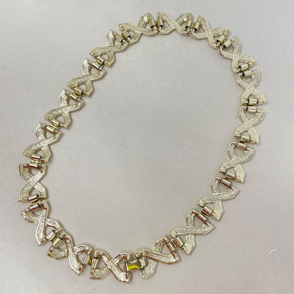 Vintage Choker Necklace Gold-Tone Chunky Retro Simple‎ Geometric Minimal - Picture 4 of 10